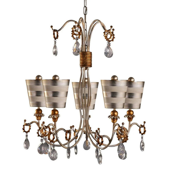 Tivoli Chandelier 5Lt Gold/Cream, Silver/Cream