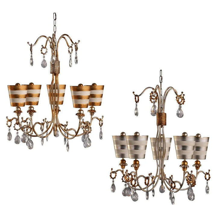 Tivoli Chandelier 5Lt Gold/Cream, Silver/Cream