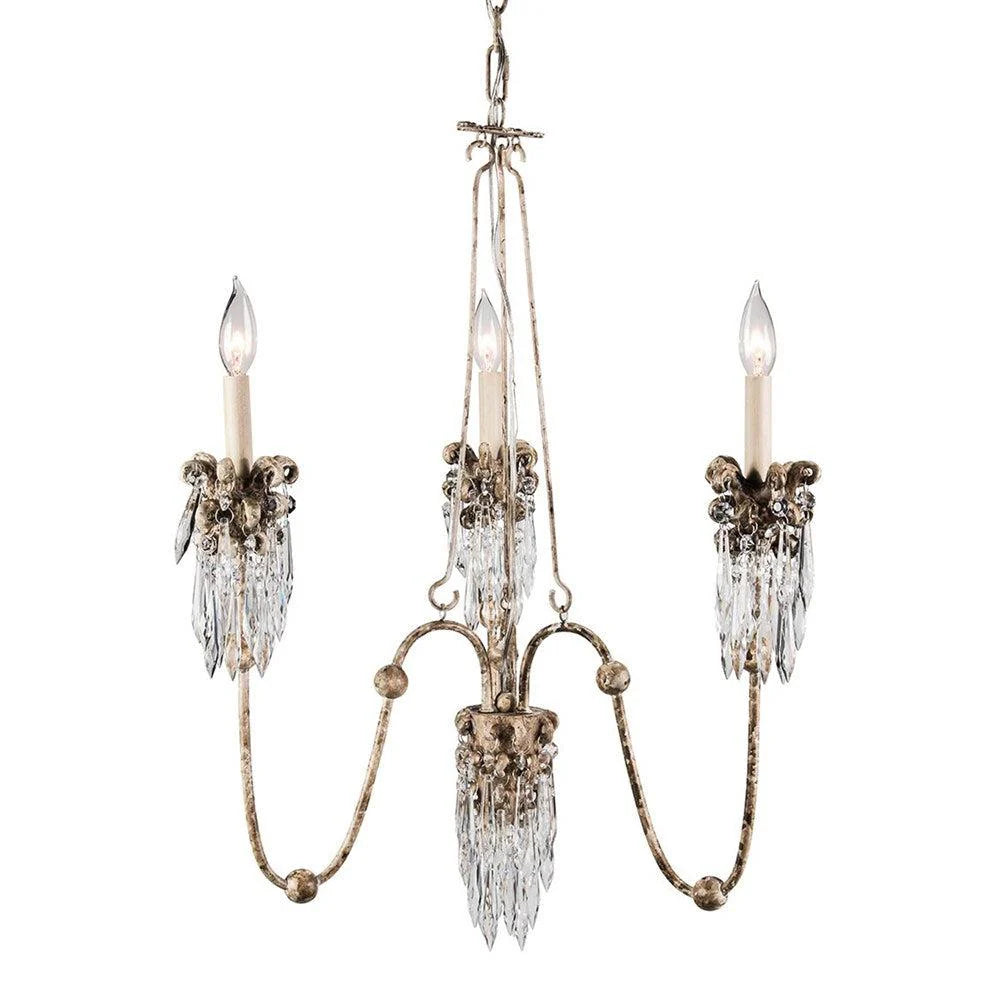 Venetian Chandelier 3Lt Beige Patina & Gold