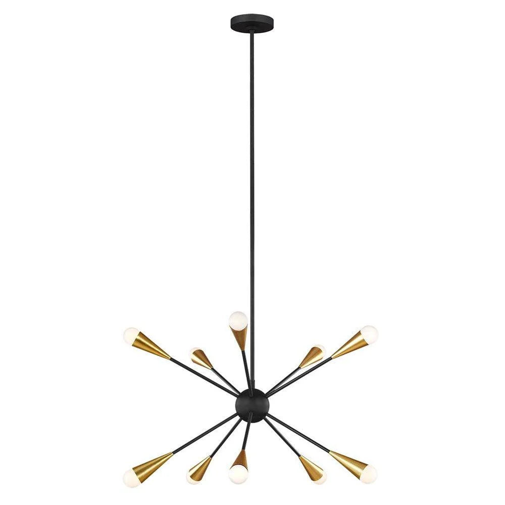 Jax LED Chandelier 10Lt 30w Burnished Brass, Midnight Black, Polished Nickel