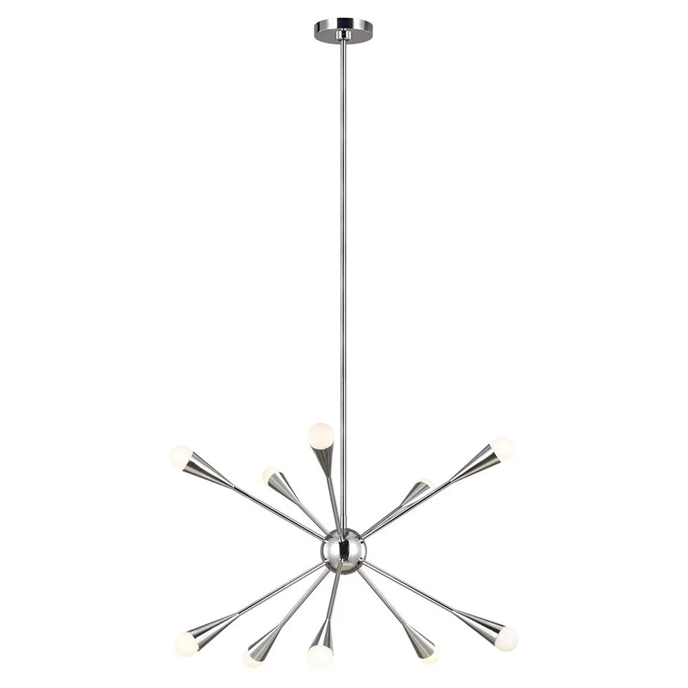 Jax LED Chandelier 10Lt 30w Burnished Brass, Midnight Black, Polished Nickel