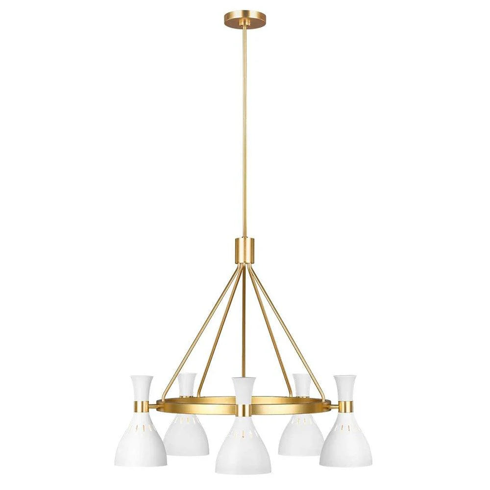 Joan Chandelier 5Lt Midnight Black/Burnished Brass, Matt