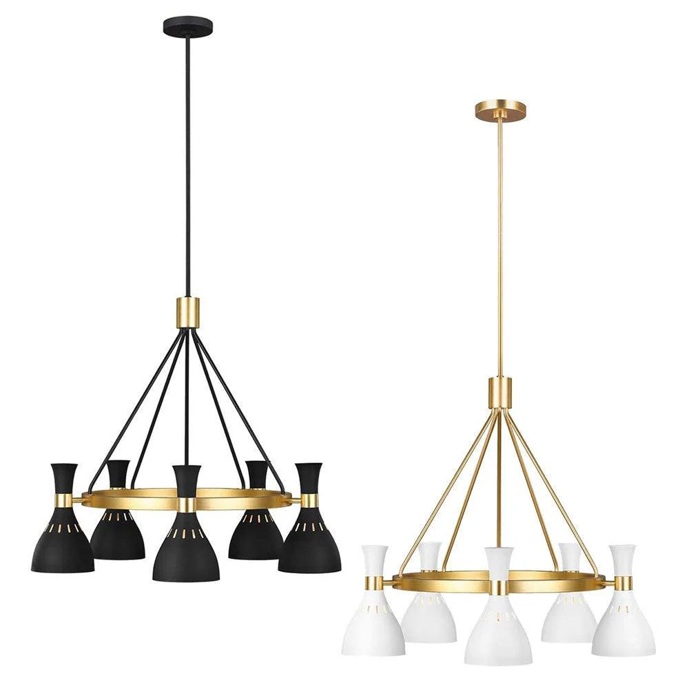 Joan Chandelier 5Lt Midnight Black/Burnished Brass, Matt