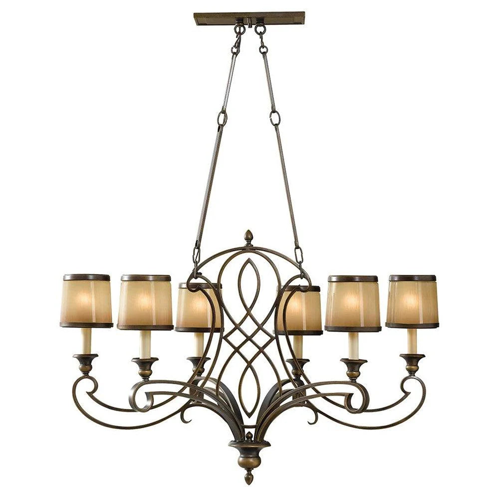 Justine Single Tier Chandelier 6Lt Astral Bronze