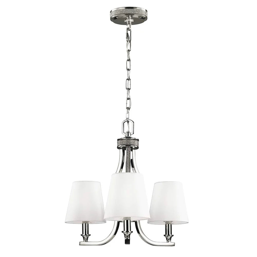 Pave Chandelier 3Lt Polished Nickel