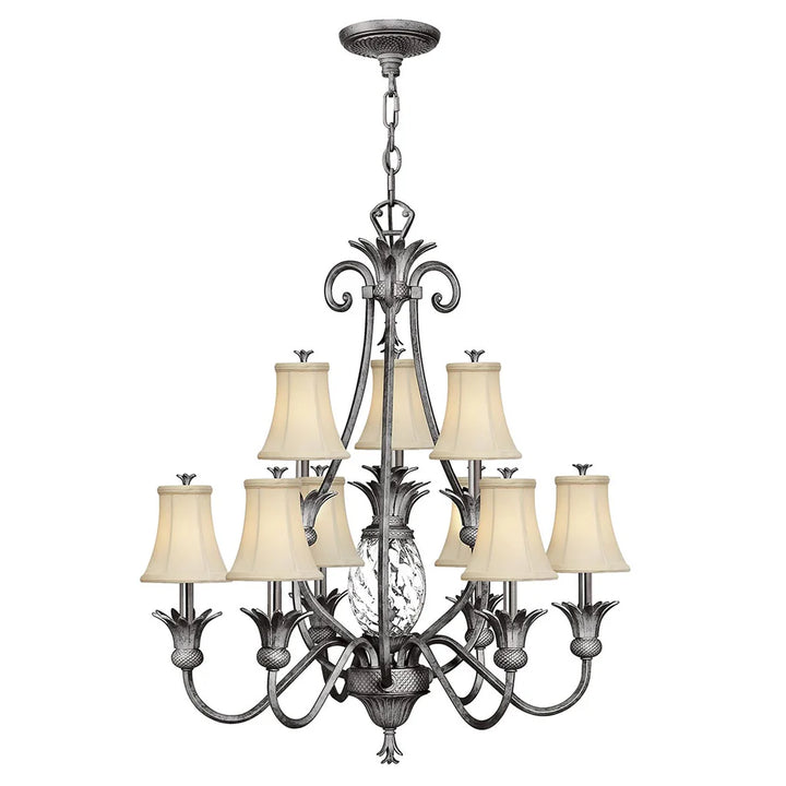 Plantation 10Lt Chandelier E14 in Pearl Bronze or Polished Antique Nickel