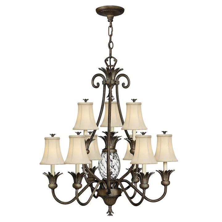 Plantation 10Lt Chandelier E14 in Pearl Bronze or Polished Antique Nickel