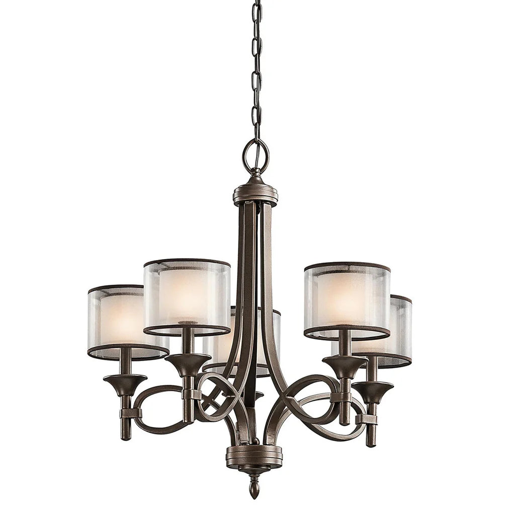 Lacey 5Lt/9Lt Chandelier E14 in Mission Bronze or Antique Pewter