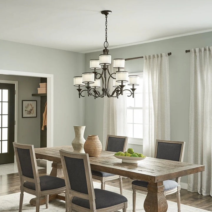 Lacey 5Lt/9Lt Chandelier E14 in Mission Bronze or Antique Pewter