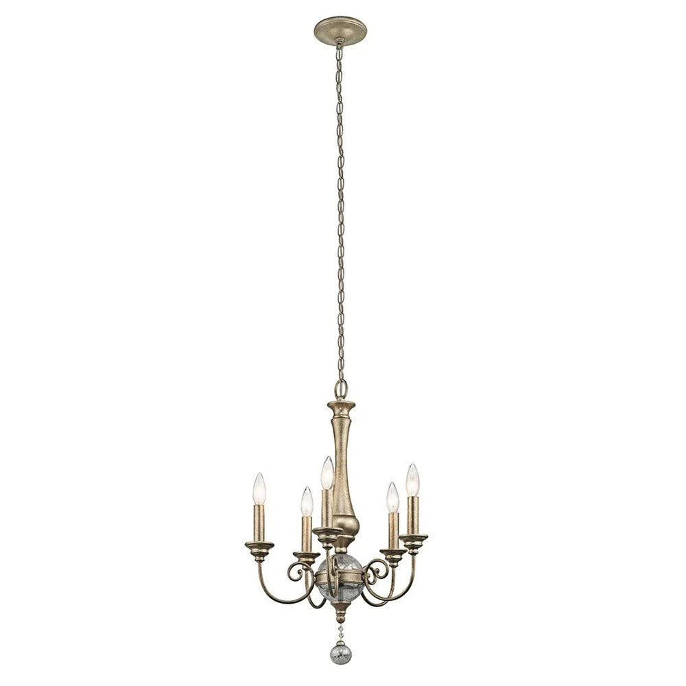 Rosalie 5Lt Mini Chandelier in Sterling Gold