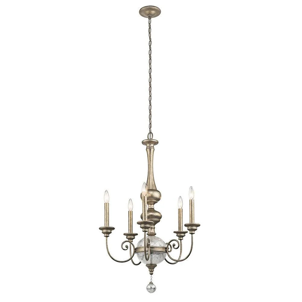 Rosalie 5Lt Chandelier in Sterling Gold