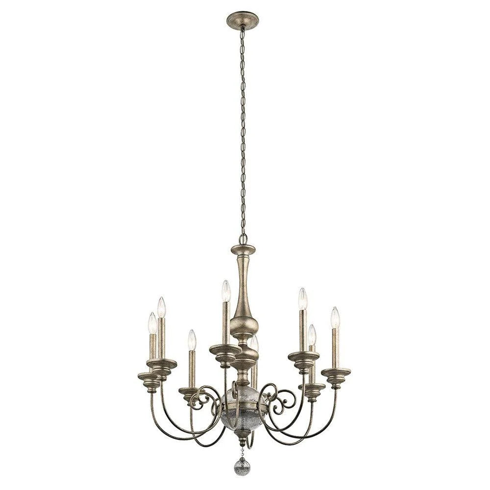 Rosalie 8Lt Chandelier in Sterling Gold