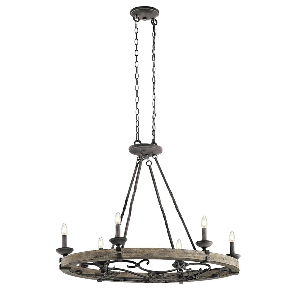 Taulbee 6Lt Oval Chandelier in Weathered Zinc