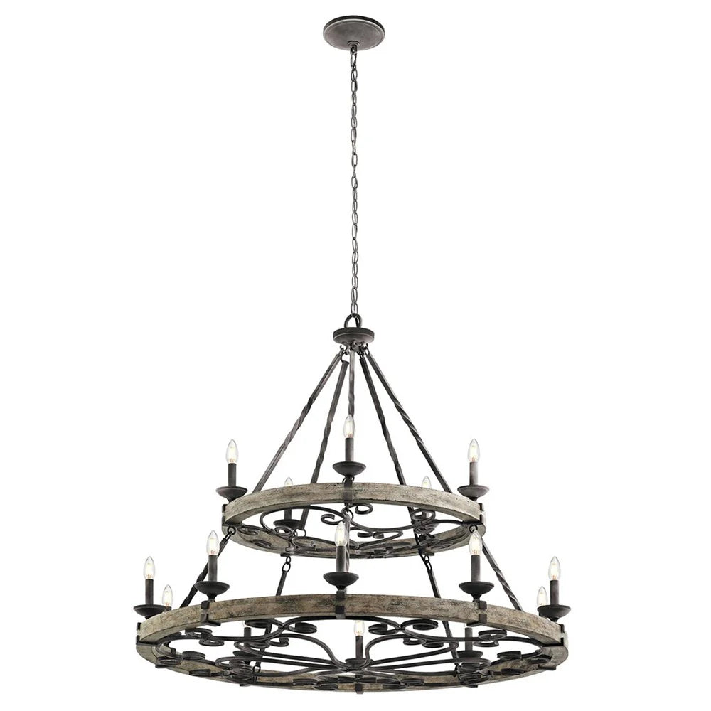 Taulbee 15Lt Chandelier in Weathered Zinc