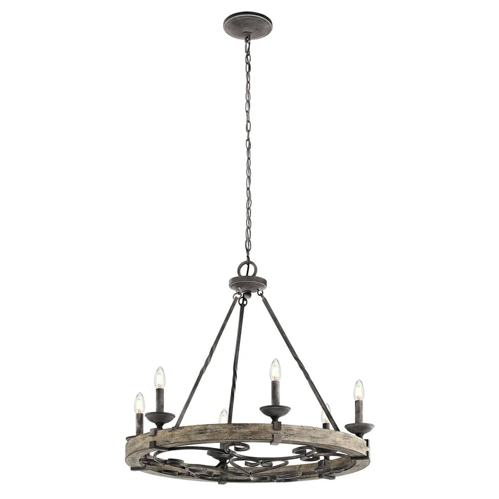 Taulbee 6Lt Chandelier in Weathered Zinc