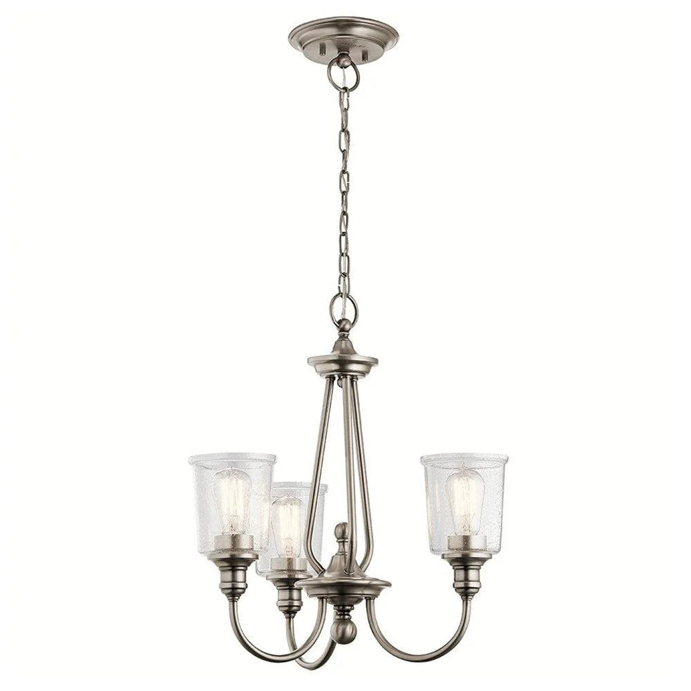 Waverly 3Lt Chandelier in Classic Pewter or Natural Brass