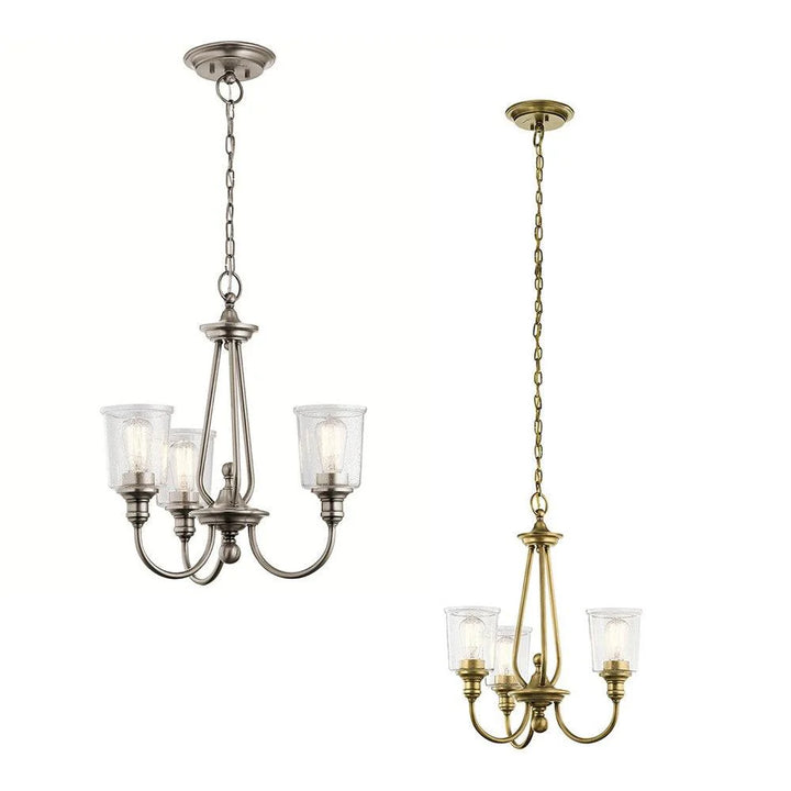 Waverly 3Lt Chandelier in Classic Pewter or Natural Brass