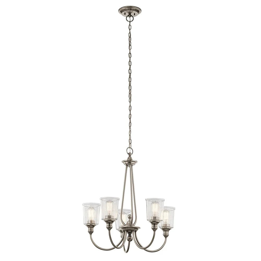 Waverly 5Lt Chandelier in Classic Pewter or Natural Brass