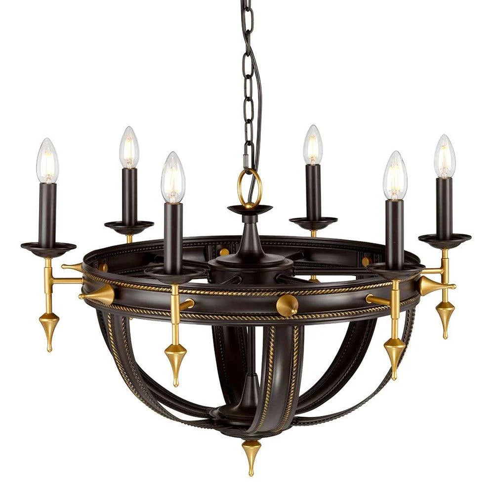 Regal 6Lt Chandelier in Oil Rubbed Bronze & Gold