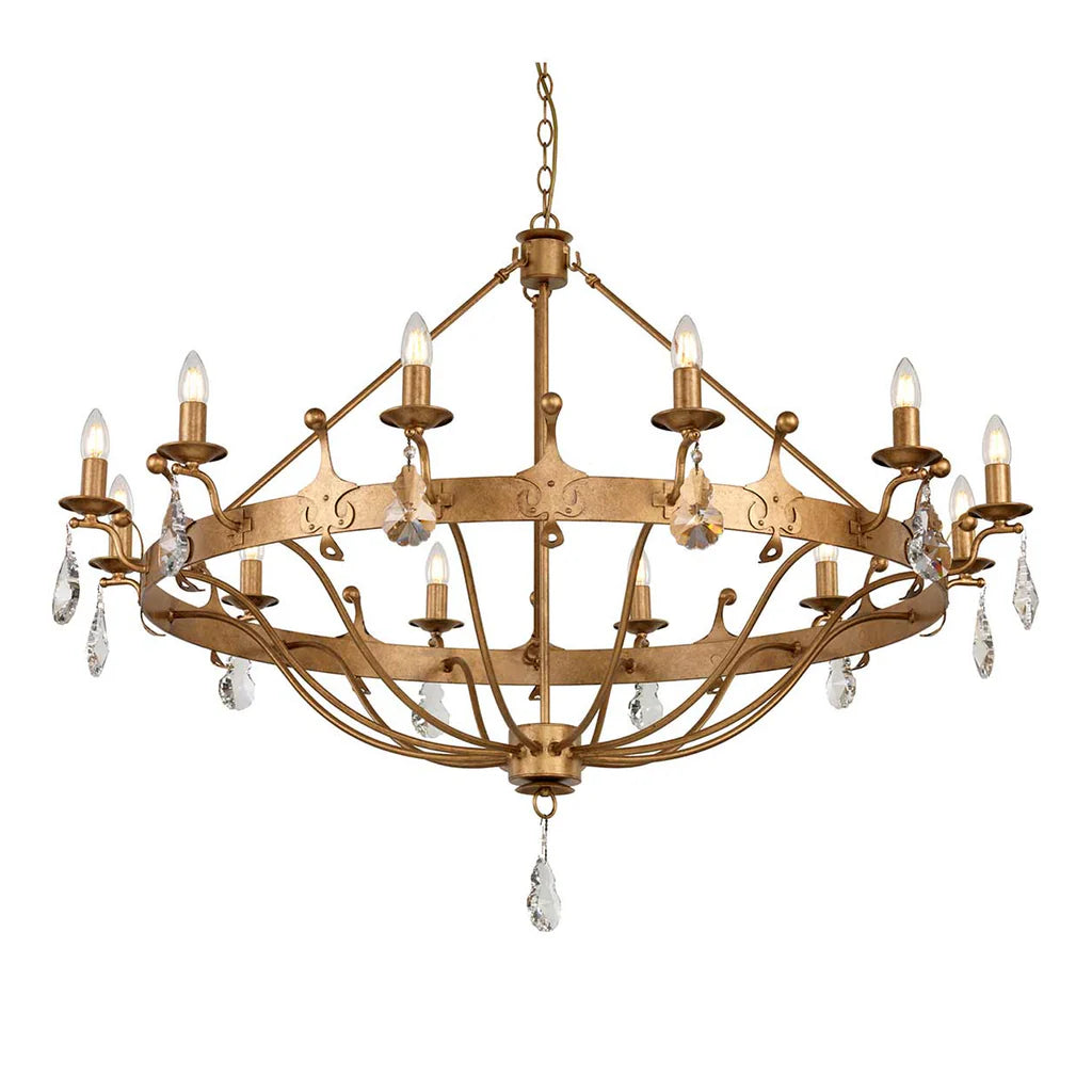 Windsor 12Lt Chandelier E14 in Gold Patina or Graphite