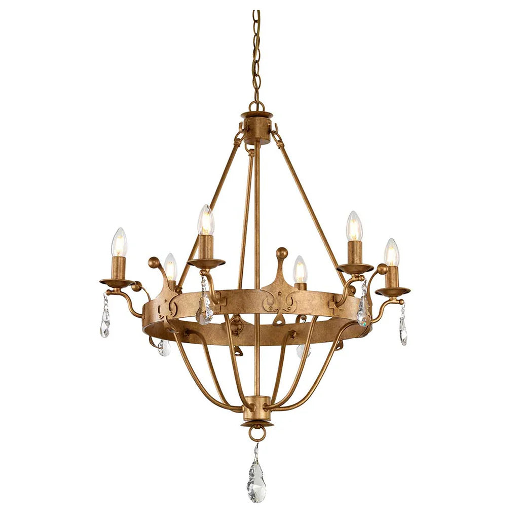 Windsor 6Lt Chandelier E14 in Gold Patina or Graphite