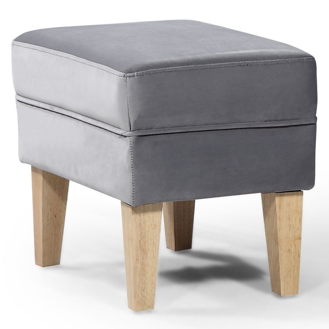 Elisa Foot Stool upholstered in ‘Velluto Luxe’ Grey Velvet