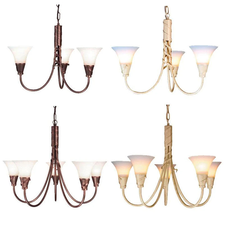 Emily 3Lt/5Lt Chandelier E14 in Copper Patina and Ivory/Gold Elstead Lighting - ELS.EM3, ELS.EM5