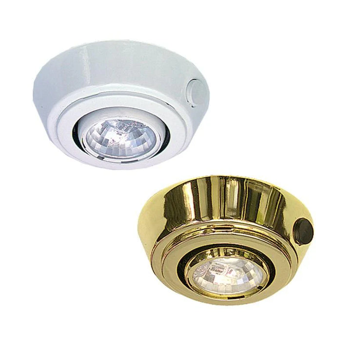 Eyeball Surface Mount Switch Cabinet Light 20w in White/Brass Superlux Lighting - SVU-21DR