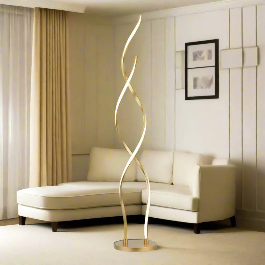 Madeline Swirling LED Floor Lamp - Black or Brass, 1240mm High, PL0197