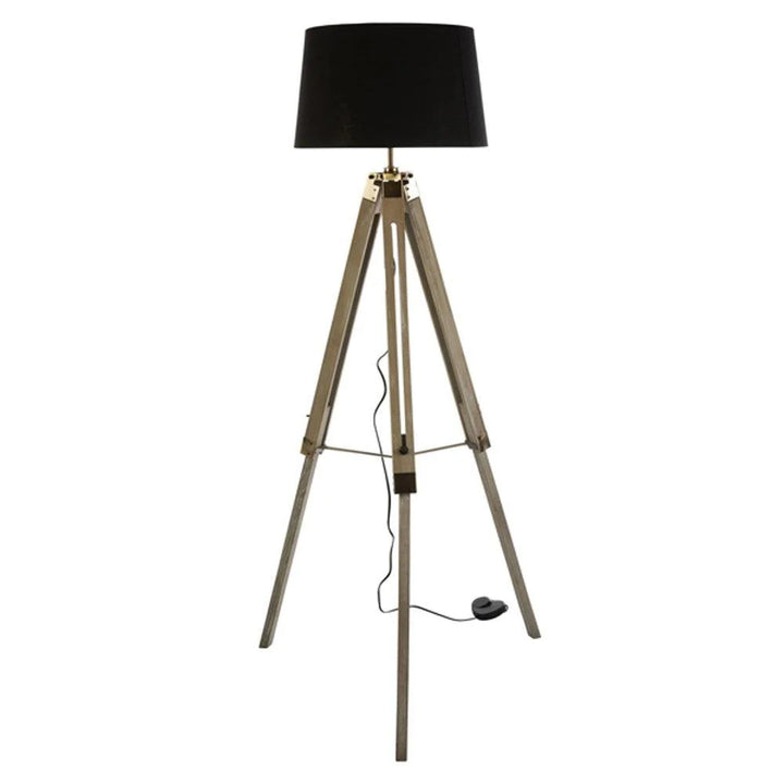 Gorra Adjustable Floor Lamp in Wood/Black