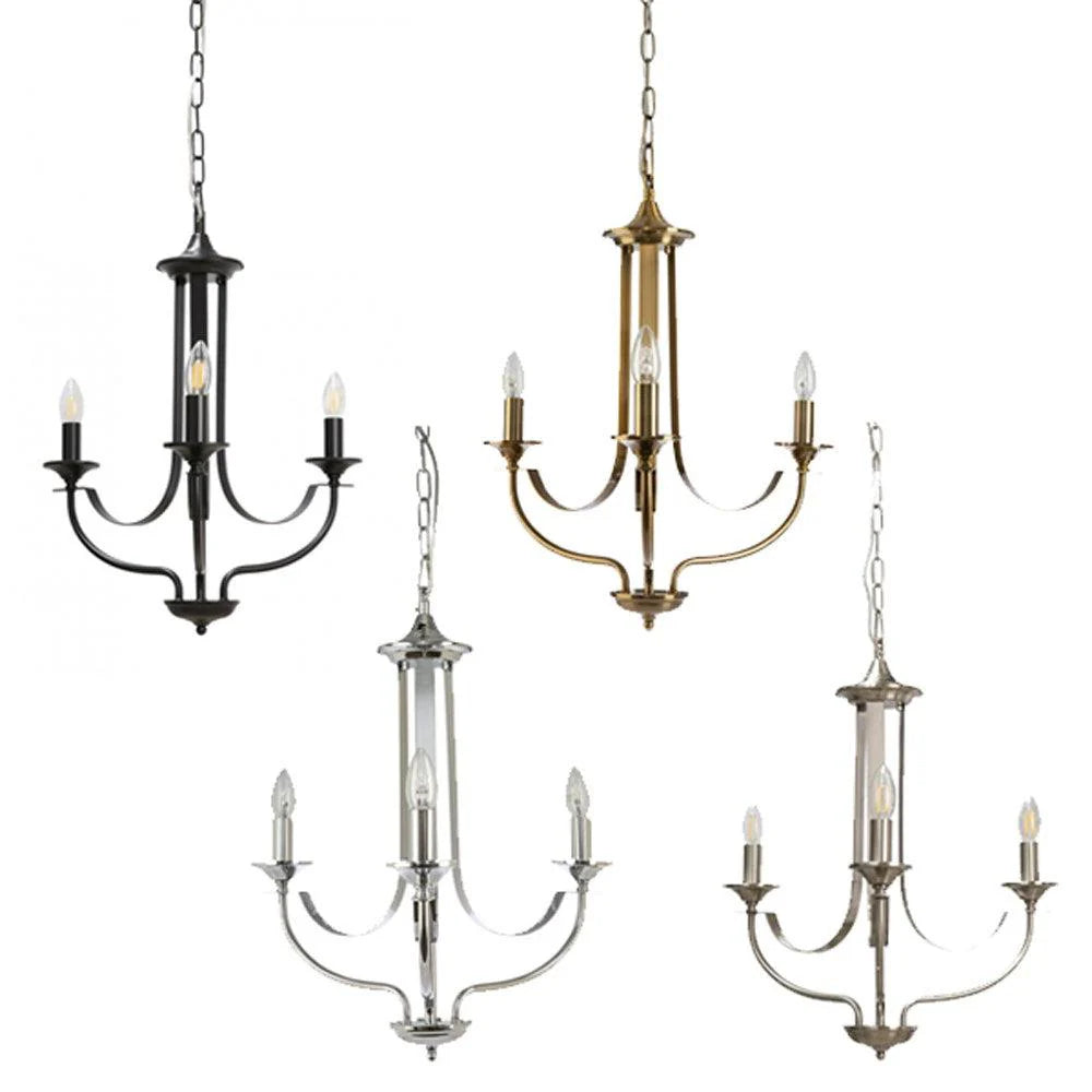 Hoodshire Chandelier 3Lt in Black/Bronze/Chrome/Satin Chrome