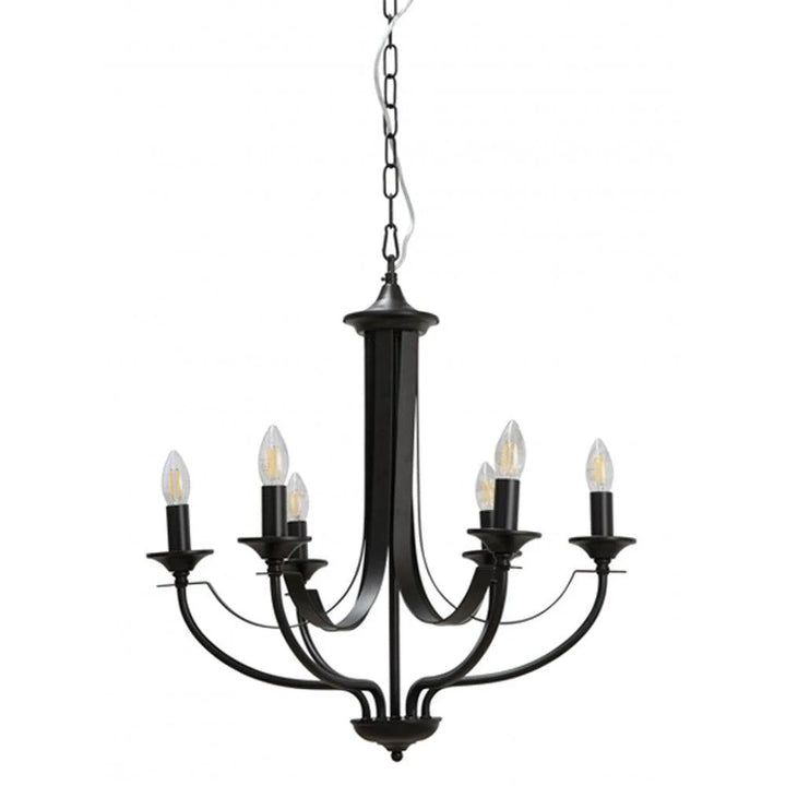 Hoodshire 6Lt Chandelier - Black/Bronze/Chrome/Satin Chrome