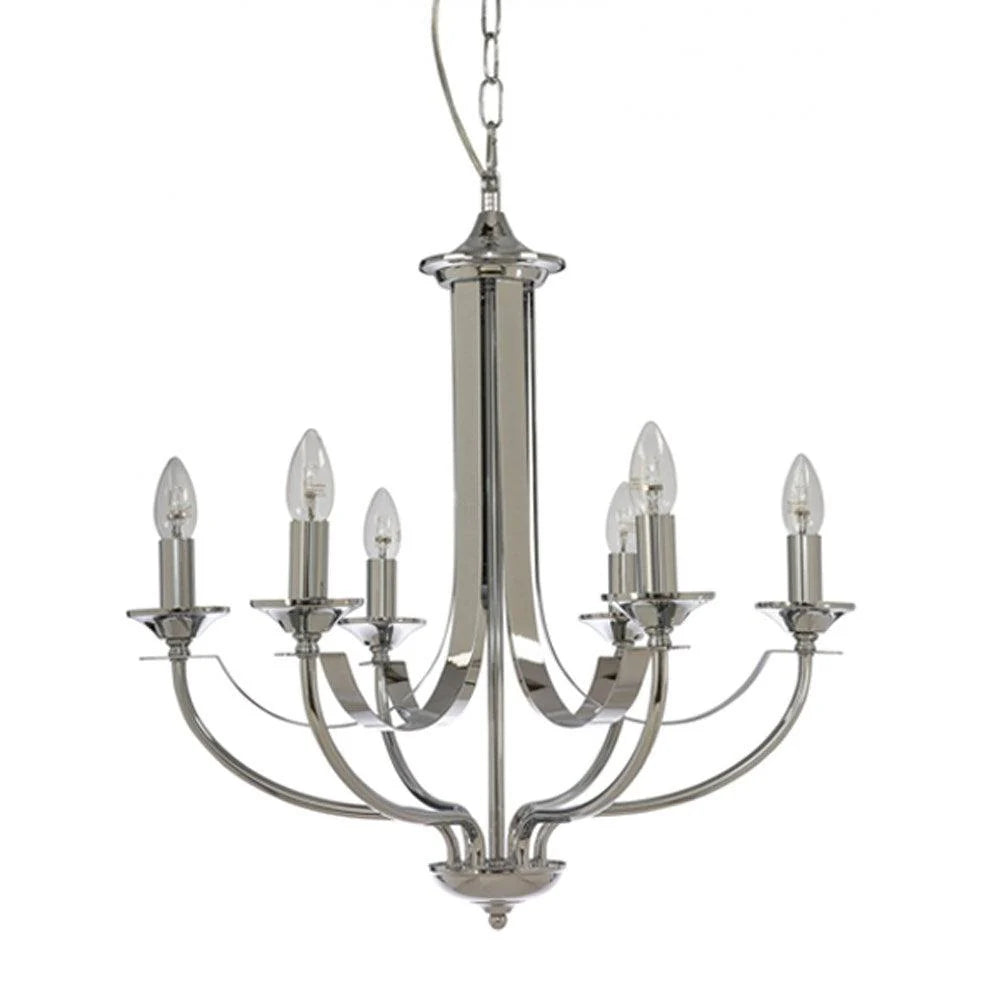 Hoodshire Chandelier 6Lt in Black/Bronze/Chrome/Satin Chrome