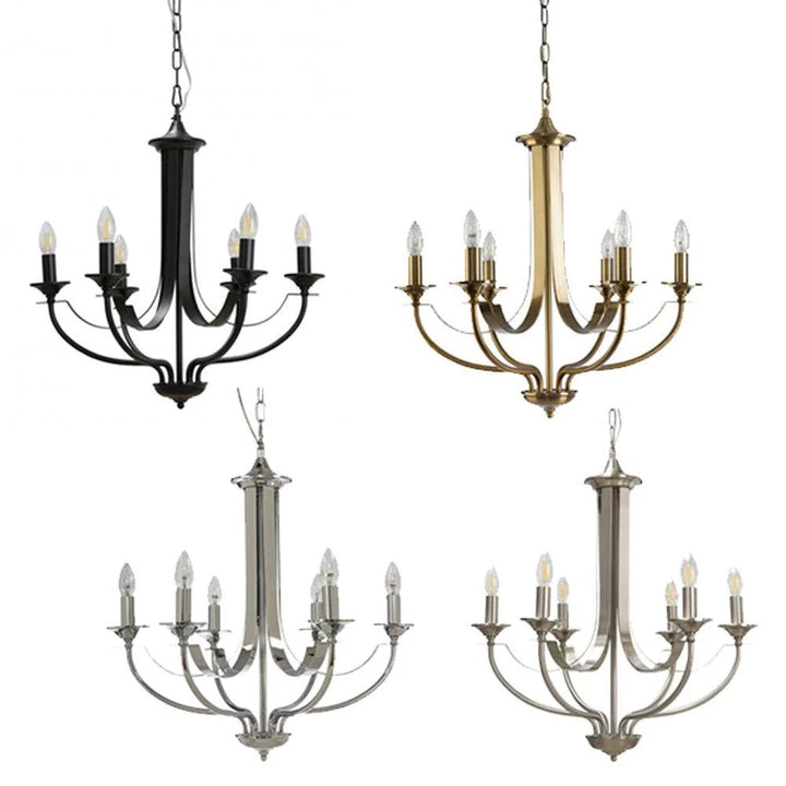 Hoodshire 6Lt Chandelier - Black/Bronze/Chrome/Satin Chrome