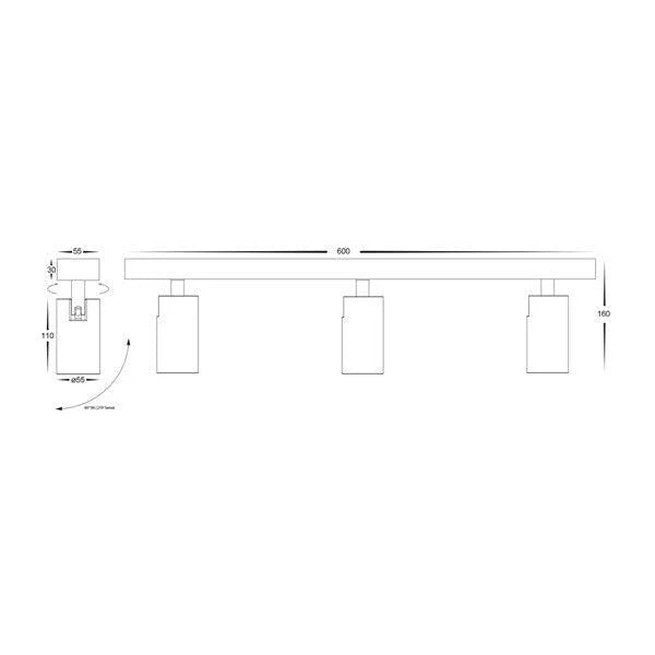 Revo 3Lt LED Bar Spot Light in Black or White - HV4002T-3-XXX