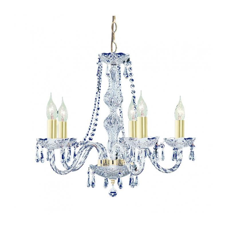 Hale Chandelier 5Lt E14 in Gold & Crystal Superlux Lighting - CRY-HALE-5P