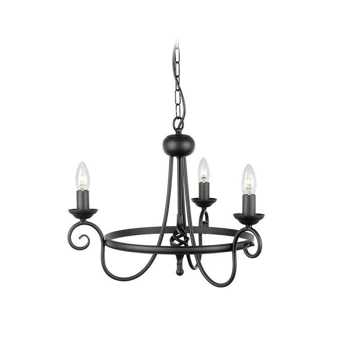 Harlech 3Lt Chandelier E14 in Black and Dark Bronze Elstead Lighting - ELS.HR3A, ELS.HR5