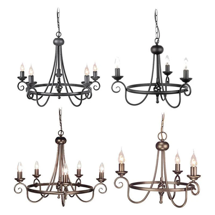 Harlech 3Lt Chandelier E14 in Black and Dark Bronze Elstead Lighting - ELS.HR3A, ELS.HR5