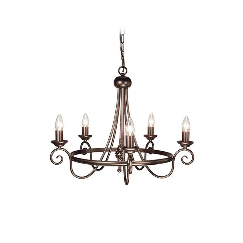 Harlech 3Lt Chandelier E14 in Black and Dark Bronze Elstead Lighting - ELS.HR3A, ELS.HR5