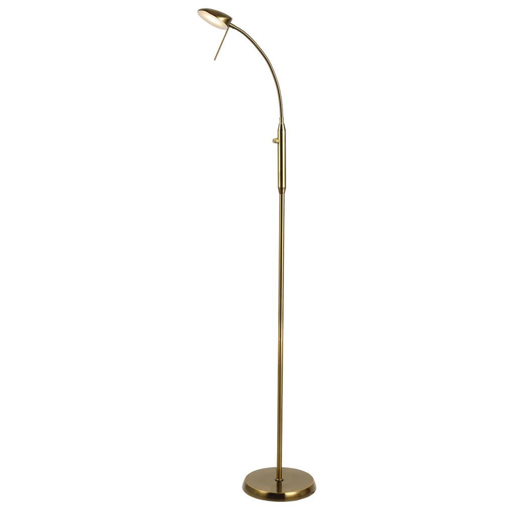 Isla Elegant LED Metal Floor Lamp - Antique Brass or Satin Chrome, 1500mm High, PL0092