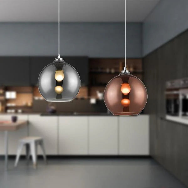 Jazz Metal Pendant Light in Chrome or Copper Glass (ø200mm)