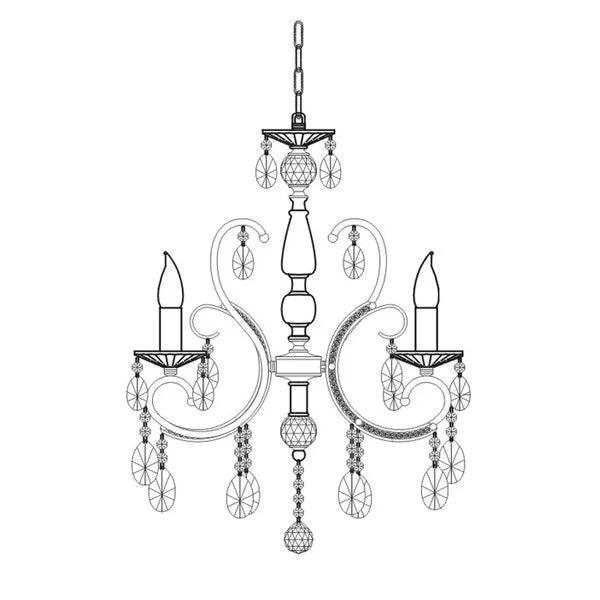 Asfour Crystal 3Lt Chandelier in Gold