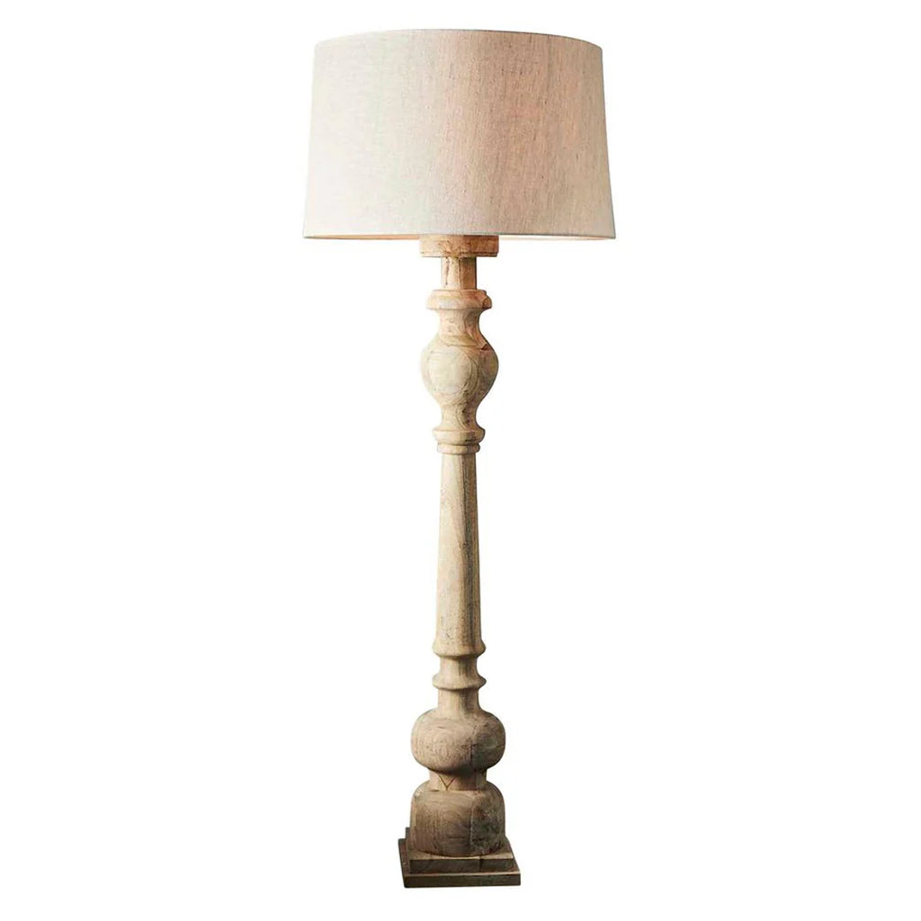 Rook Turned Wood Pillar Floor Lamp Large in Natural