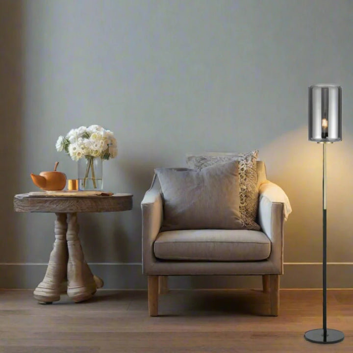 Korova Floor Lamp in Opal or Smoke Glass