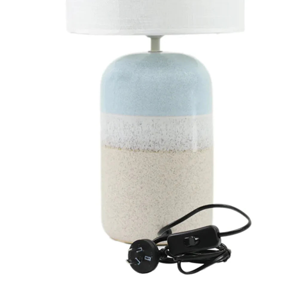 Katherine Coastal Charm Ceramic Table Lamp - Light Blue, White Linen Shade, 430mm High, PL0195