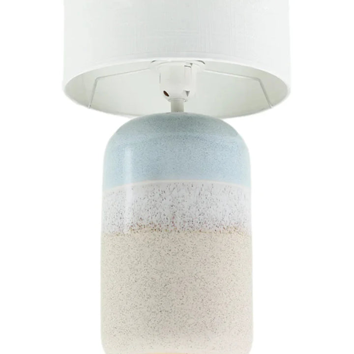 Katherine Coastal Charm Ceramic Table Lamp - Light Blue, White Linen Shade, 430mm High, PL0195