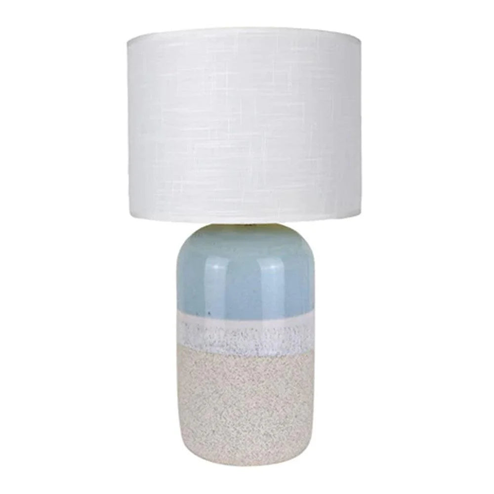 Katherine Coastal Charm Ceramic Table Lamp - Light Blue, White Linen Shade, 430mm High, PL0195