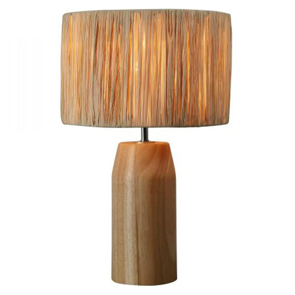 Kaylee Earthy Elegance, Wood and Raffia Table Lamp - Natural, 495mm High, PL0111