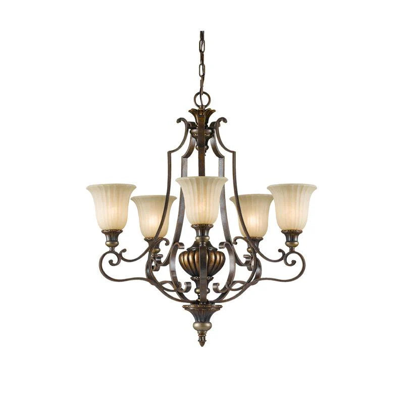 Kelham Hall Up 5Lt Chandelier E27 in Gold/Bronze Elstead Lighting - ELS.FE-KELHAM-HALL5-UPLT