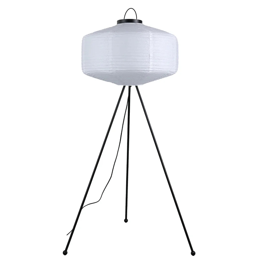 Kennedy Tripod Iron Floor Lamp - Black, White Paper Shade, 1360mm High, PL0287